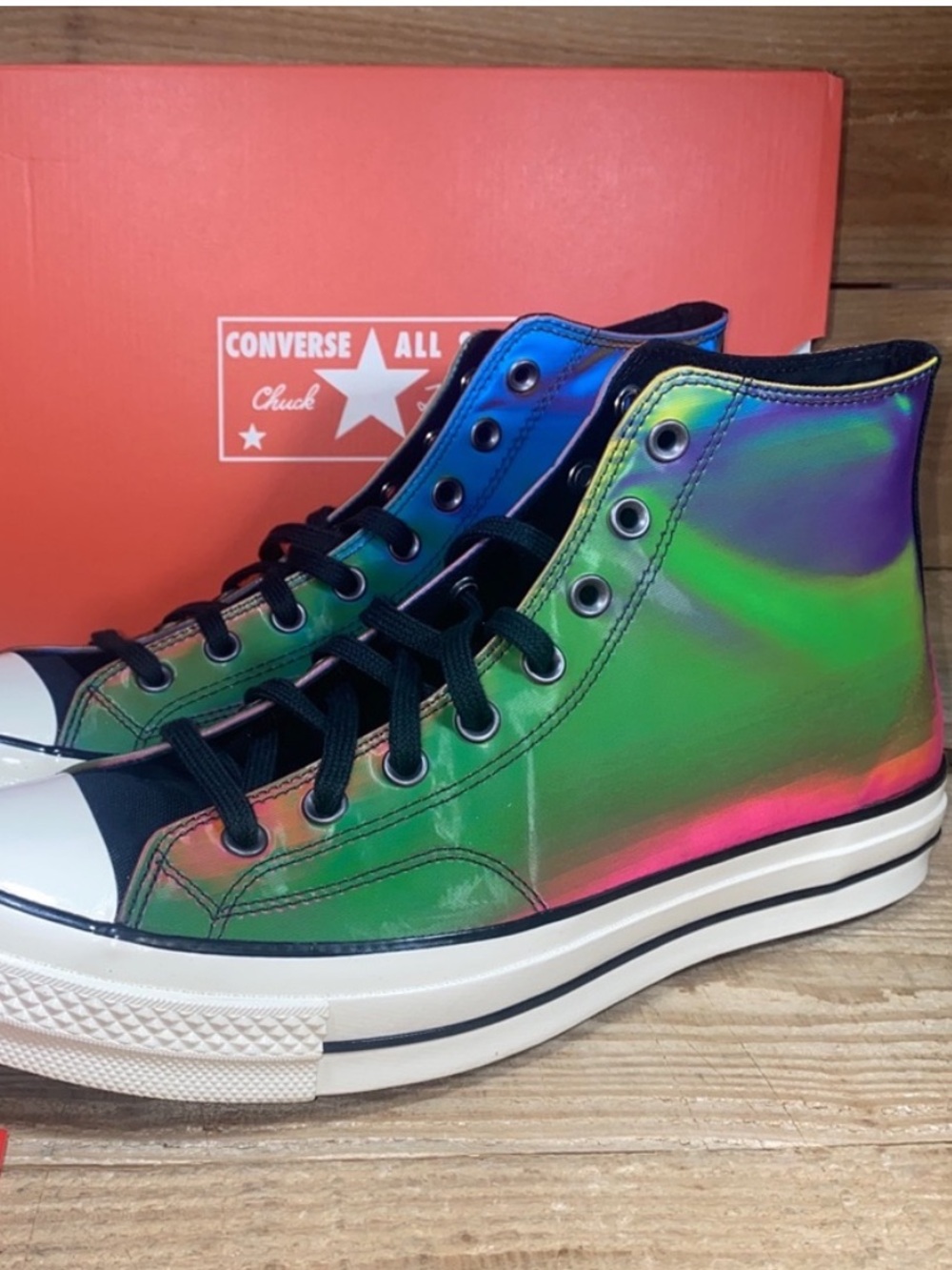 RARE CONVERSE HOLOGRAPHIC UNISEX M9 W11 Hi Top Sneakers iridescent punk rock